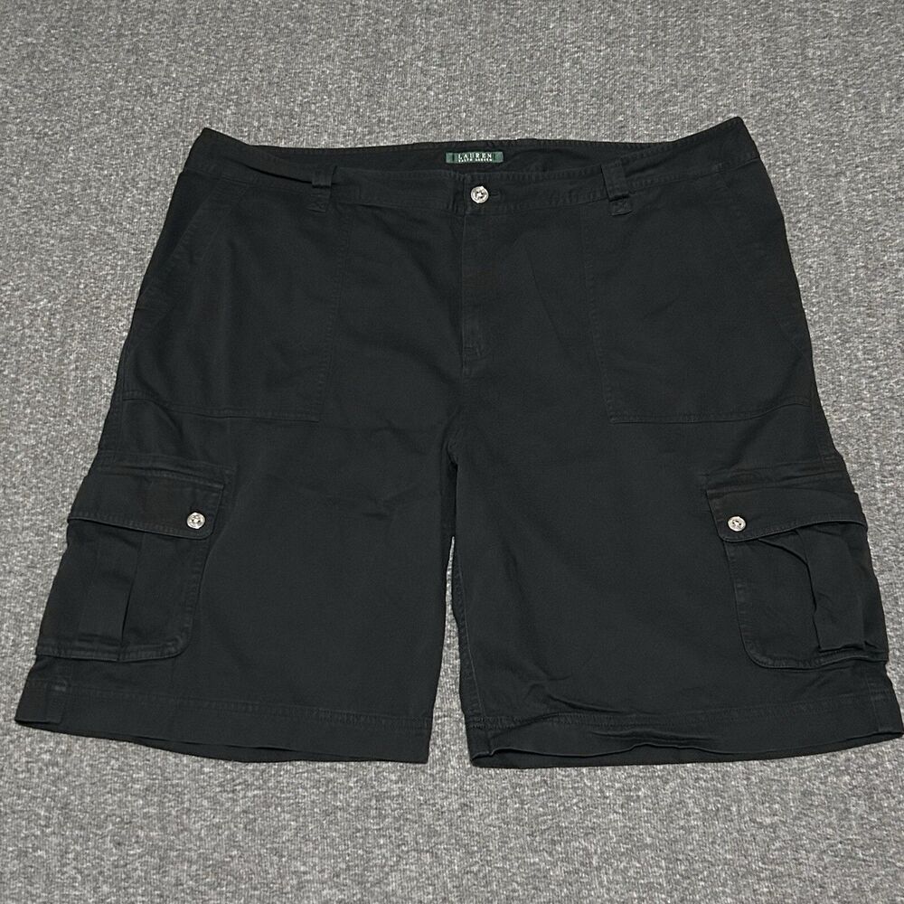 Lauren Ralph Lauren Women's High-Rise Cargo Bermuda Shorts Black Sz 20W (43x11)